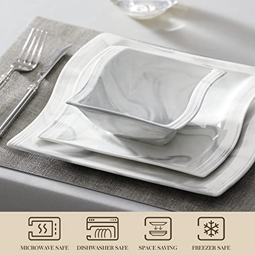 MALACASA 'Serie Flora' (26-teiliges Porzellan Geschirrset): Tafelservice Teller-Set