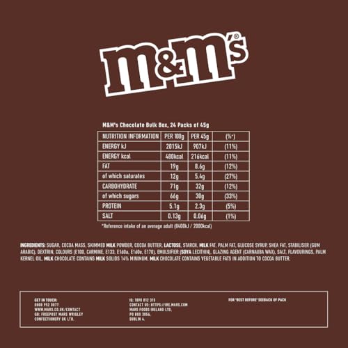 M&M's Chocolate Großpackung (24x 36g = 816g): Schokolinsen