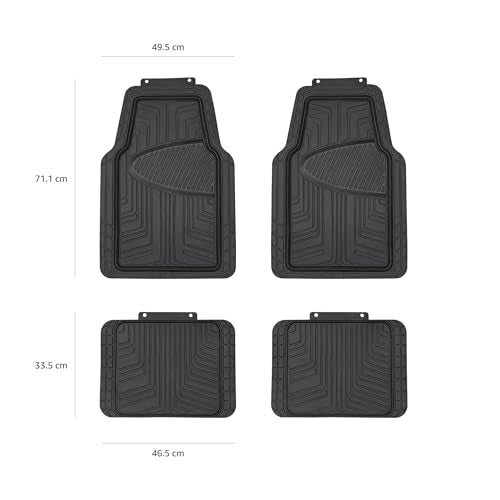 Amazon Basics Ganzjahres-Bodenmatten aus Gummi (4 Stück) für PKW, SUV und LKW (Schwarz)
