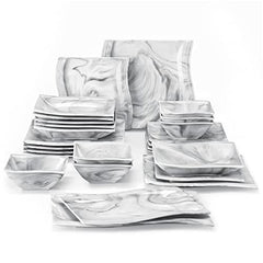 MALACASA 'Serie Flora' (26-teiliges Porzellan Geschirrset): Tafelservice Teller-Set
