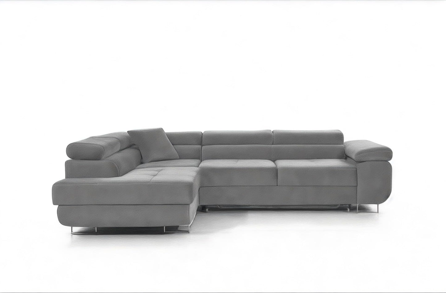 3-Sitzer L-Form Ecksofa mit Schlaffunktion 'PASTI' Eckcouch für Wohnzimmer (Hellgrau, Ottomane Links)