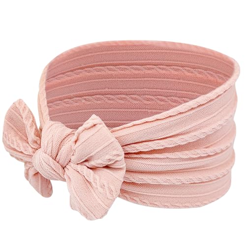 Baby Mädchen Turban Elastische Stirnband-Schleife (2er-Set in Rosa und Weiß)