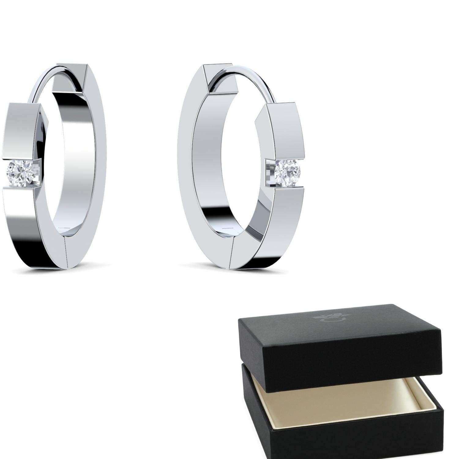 Creolen 'Twinkle' - Silber 925 mit Zirkonia (Diamant Ersatz) für Damen inkl. Luxusetui