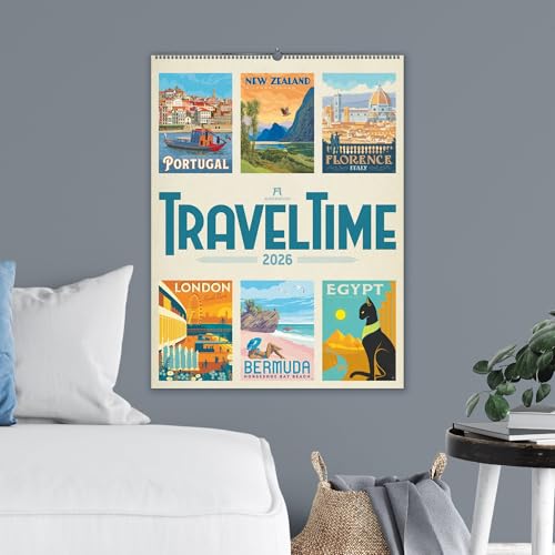 Travel Time Plakate-Kalender 2026 | Hochwertiger Vintage-Kalender im großen Hochformat (50x66cm)