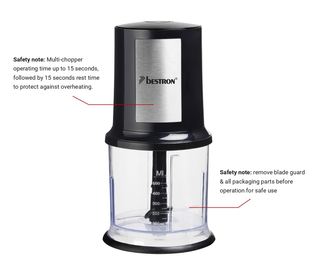 Bestron (AKC200) Universal Multi-Chopper with two cutting blades & 500ml | 400W