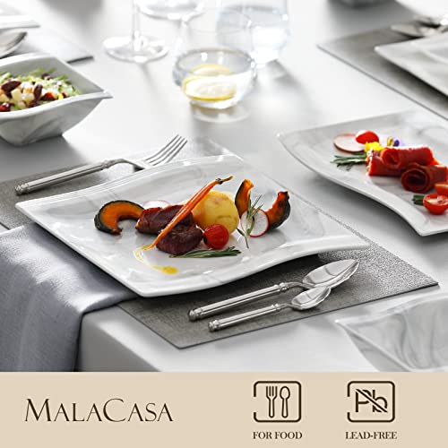 MALACASA 'Serie Flora' (26-teiliges Porzellan Geschirrset): Tafelservice Teller-Set