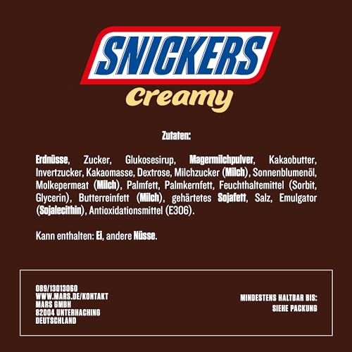SNICKERS Creamy Peanut Butter Doppelriegel (24x 36,5g): XXL Schokolade Großpackung