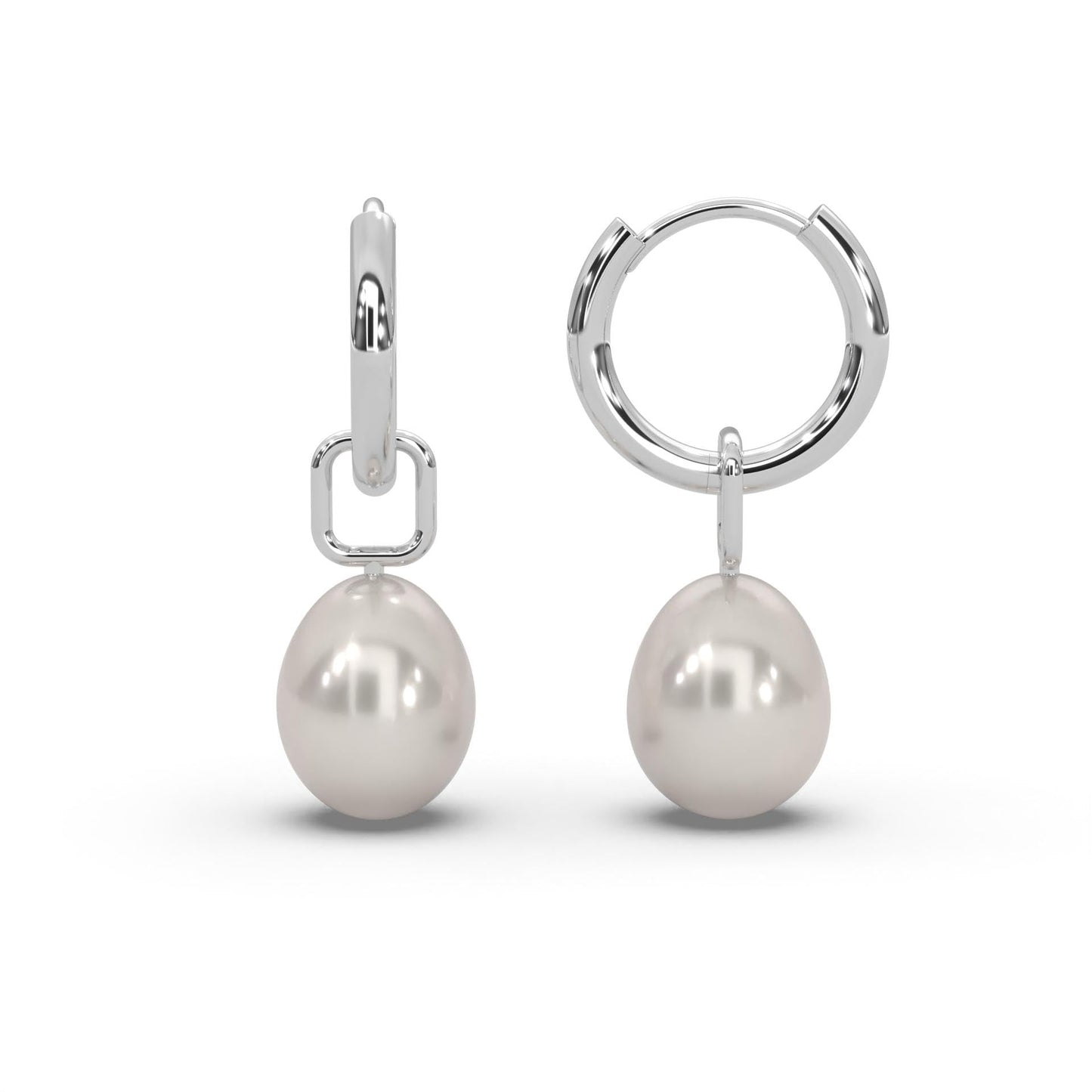 Creolen Hoops Perlenohrringe Damen (Silber 925) mit Süßwasserperlen in Tropfenform