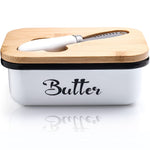Butterdose mit Holzdeckel für 250g Butter mit multifunktionales Buttermesser