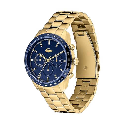 Lacoste Chronograph Quarz Uhr für Herren (2011096) aus 'Kollektion Boston' mit goldfarben Edelstahlarmband