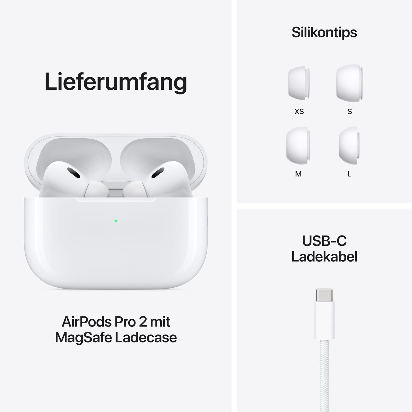 Apple AirPods Pro 2 Kabellose In‑Ear Kopfhörer, Bluetooth Kopfhörer, Aktive Geräuschunterdrückung, Hörhilfefunktion