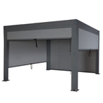 Pergola (HWC-L46) Garten-Lamellen-Pavillon mit Seitenwand-Rollo (3x4m): Sturmfest, Alugestell