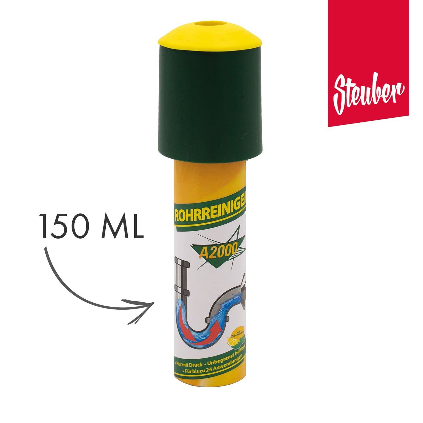 purclean Rohrreiniger A2000 mit 150ml | Sekundenschnell Verstopfungen beseitigen