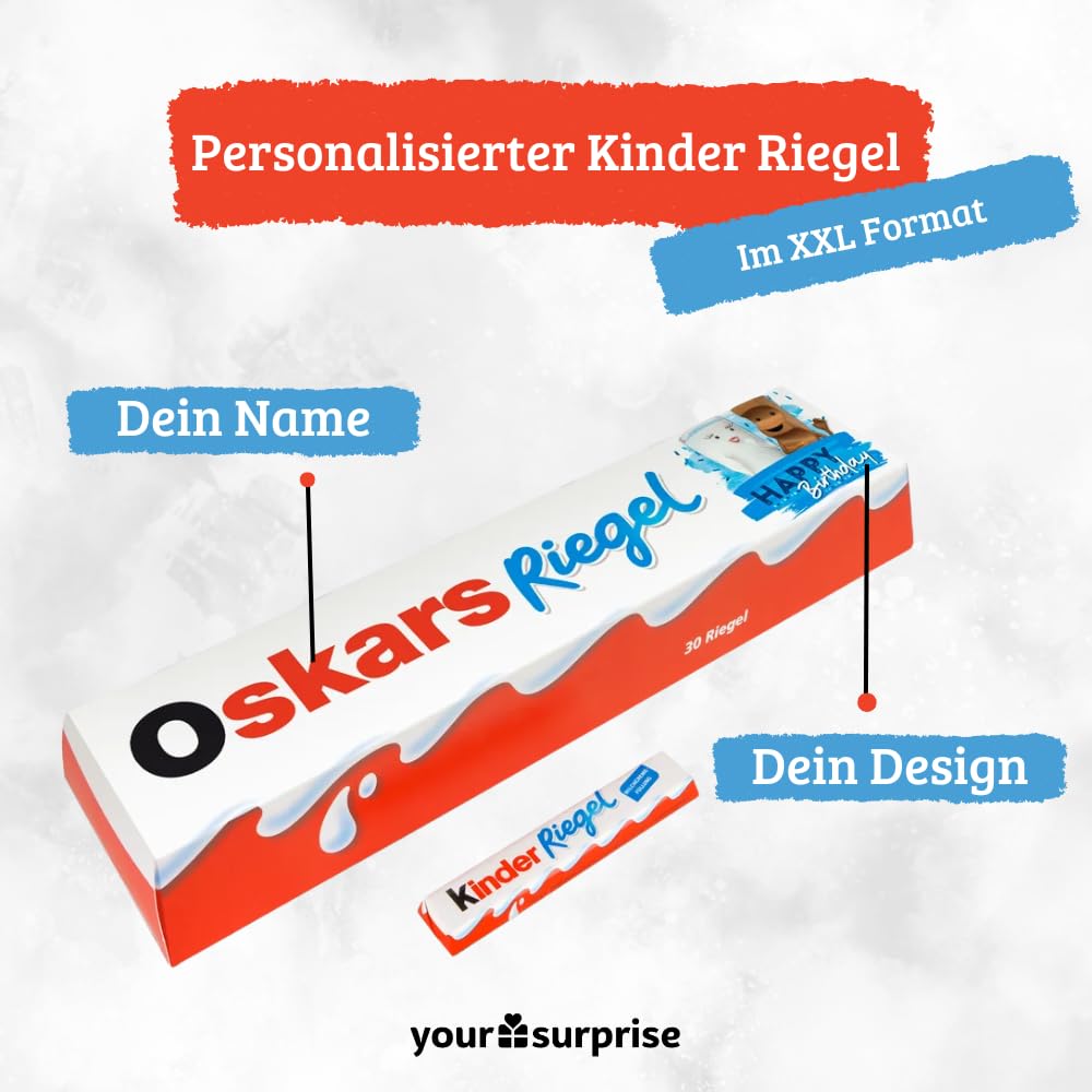 XXL kinder Riegel personalisiertes Geschenk mit Name (3x10er Packung - 630g)