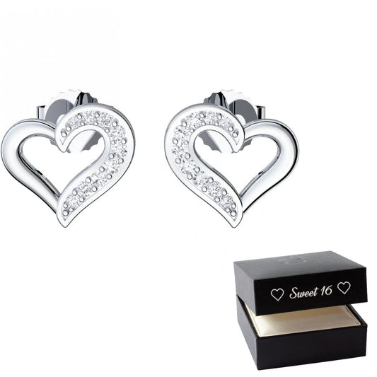 Sweet 16 'Herz-Ohrstecker' Geburtstagsgeschenk-Idee für Mädchen mit Etui Gravur
