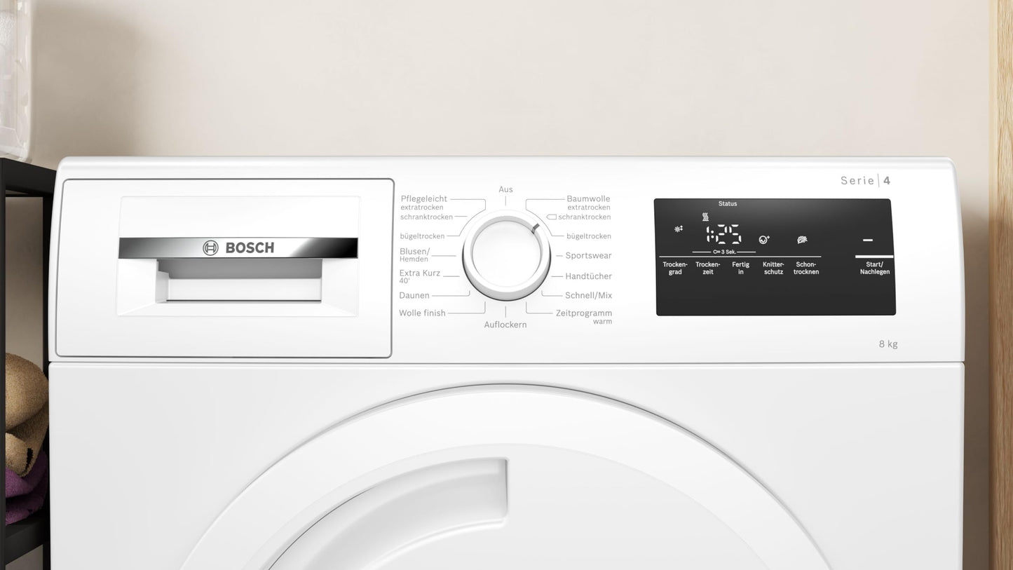 Bosch 'Serie 4' Wärmepumpentrockner (4WTH83VV3): Sensitive Auto Drying-System, Umweltfreundlich