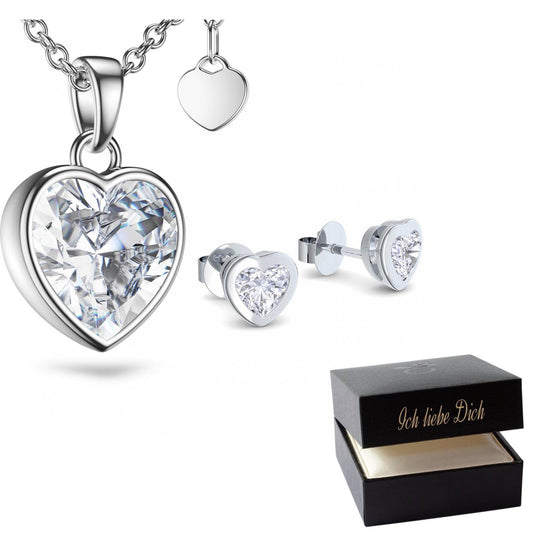 AMOONIC Damen Schmuck-Geschenkset | 925 Sterling Silber: Kette-Ohrring-Halskette
