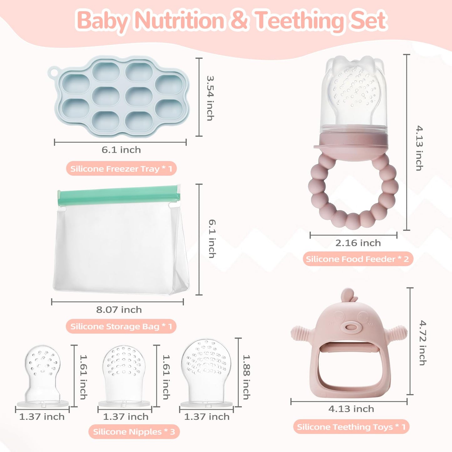 WEST STORY Baby Fruchtsauger, Beißspielzeug (5x Silikon Sauger in 3 Größen)