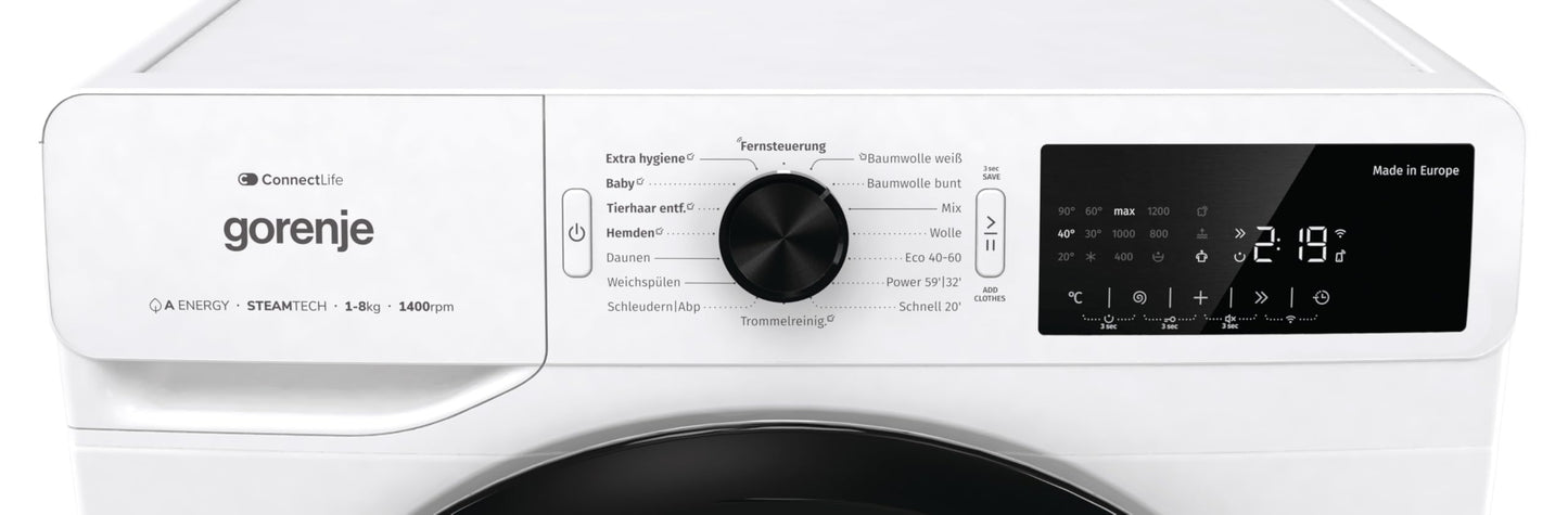Bundle of Gorenje (WPAM84A1T) '8kg' Waschmachine mit Dampffunktion + Gorenje (DPNE82/GN) '8kg' Trockner mit Wärmepumpe