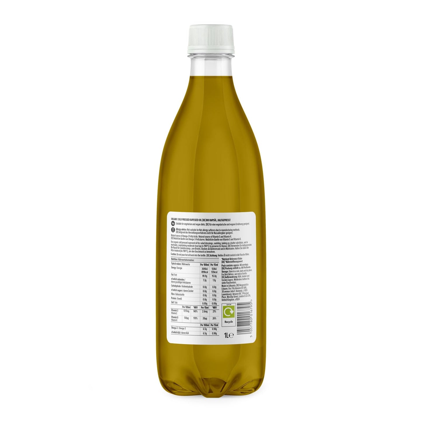 by Amazon Bio Rapsöl (1 Liter): Vegan, Kaltgepresst