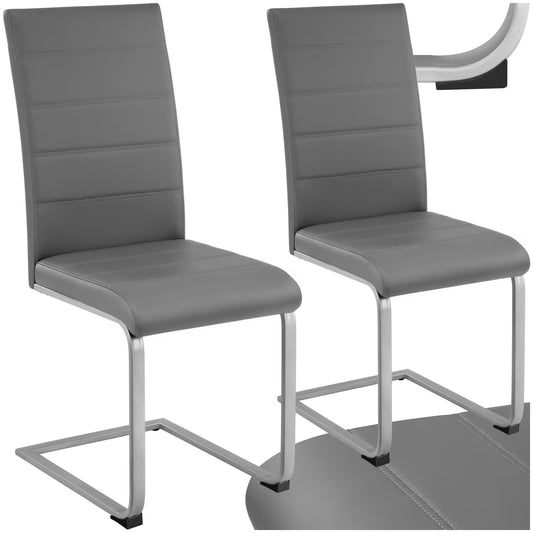 tectake® 2er Set Esszimmerstühle | Modern, bequem und vielseitig einsetzbar (Grau)