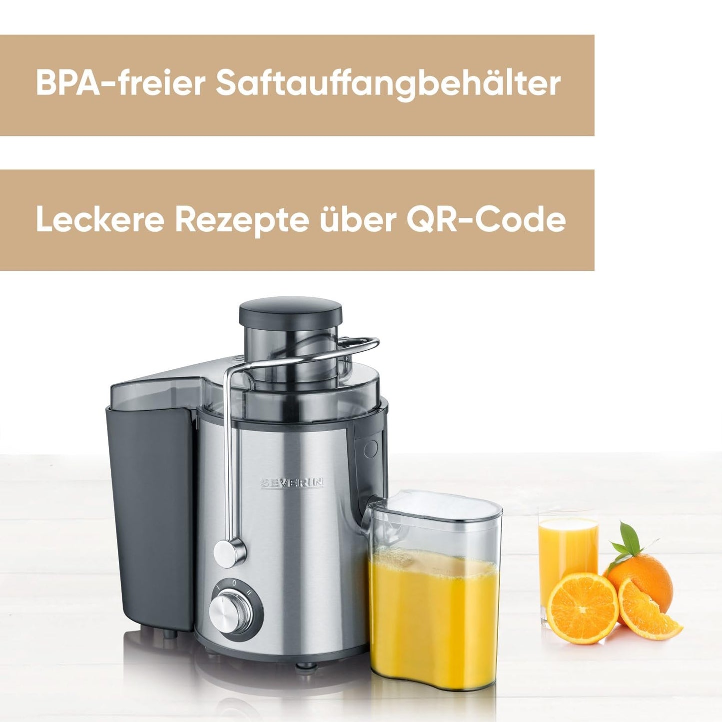SEVERIN juicer (ES3566) made of stainless steel (500ml) with collecting container