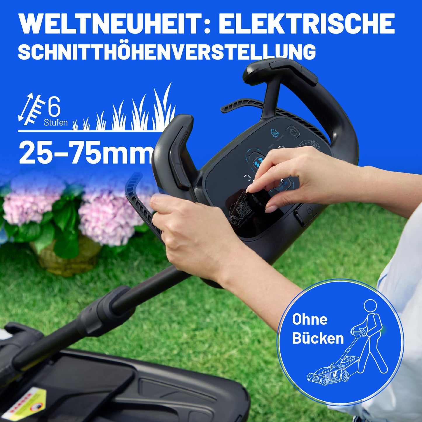 Litheli Easysurge cordless lawn mower including 2x4.0Ah batteries: Self-propelled (2.2-4.7 km/h), brushless motor