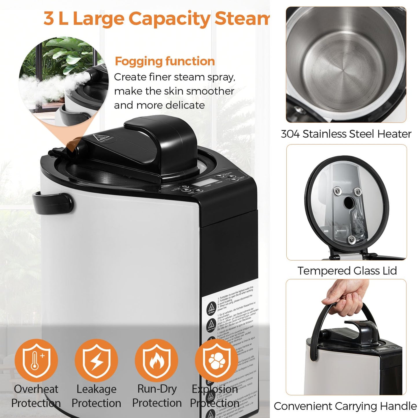 HOMASIS Steam Sauna for Home with Remote Control, Folding Chair & Foot Massager (Black)