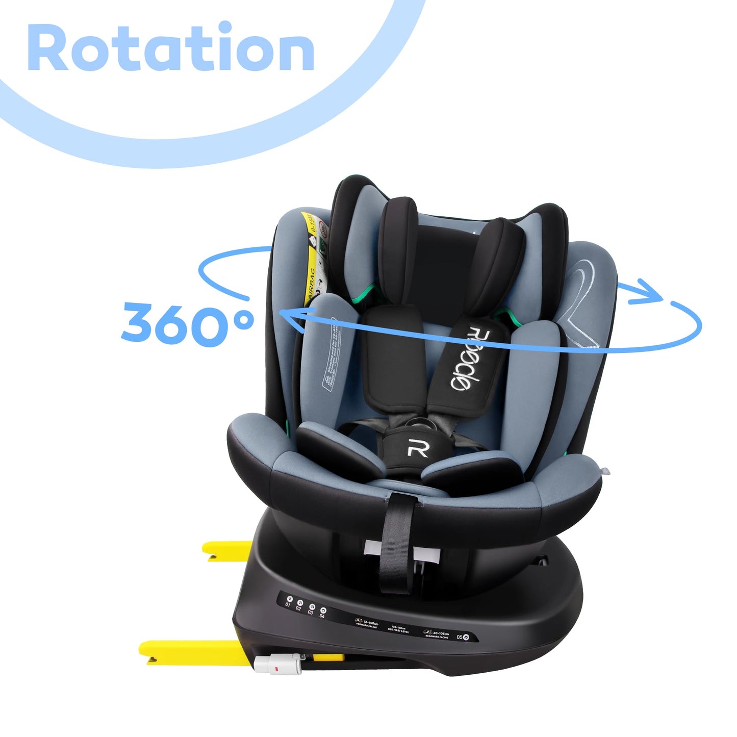 Reecle i-Size Kindersitz (Black Gray) 0+/1/2/3 | ISOFIX, Sicherheitszertifiziert