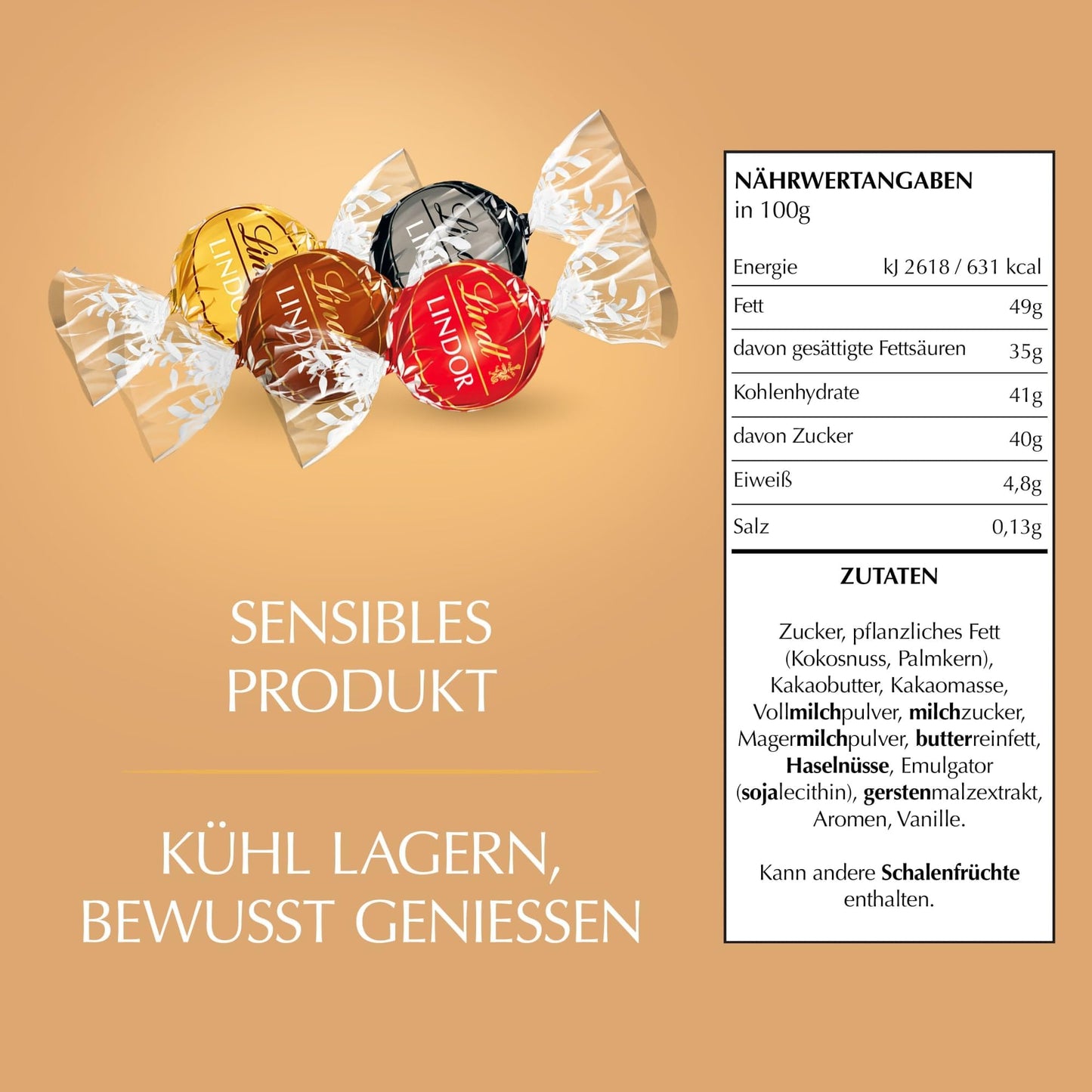Lindt LINDOR Schokoladen Kugeln (ca. 80 Schokoladen Kugeln): Großpackung (1kg)