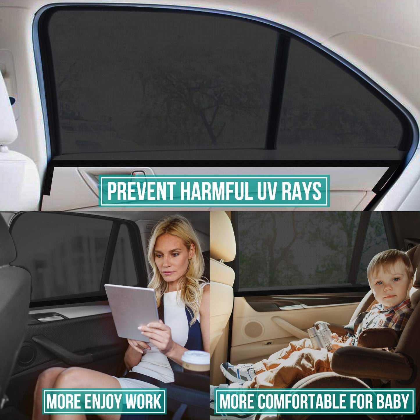 WIN.MAX Universal Car Sunshade for Baby with Certified UV Protection (2 Pack-XL)