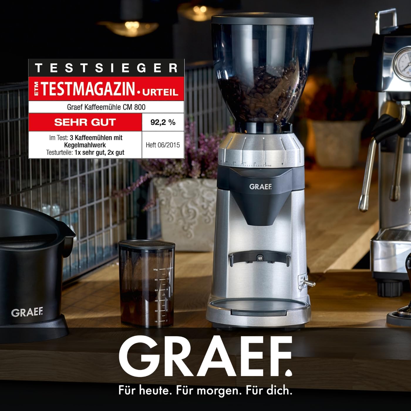 GRAEF (CM800) Elektrische Kaffeemühle '128W' mit Aluminiumgehäuse | 350g Bohnenbehälter
