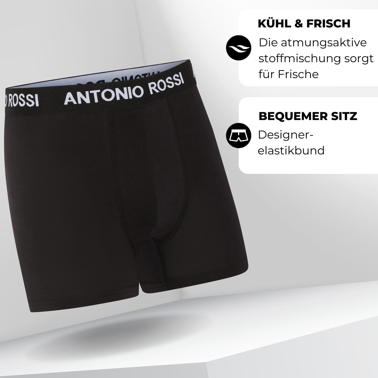 ANTONIO ROSSI Herren Fitted Boxer Hipsters (12er-pack): Schwarz