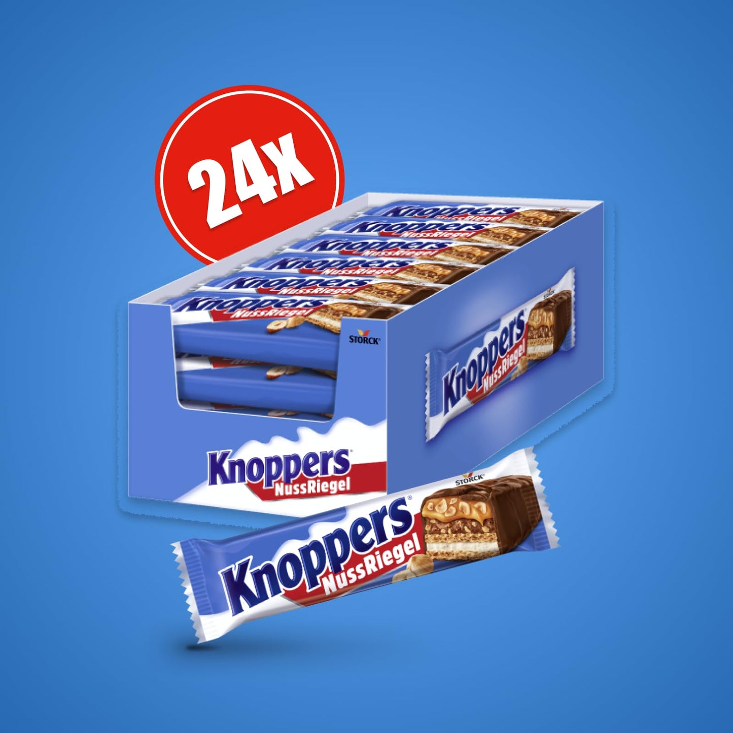 Knoppers Nuss-Schokoriegel (24x 40g) mit Milch- und Nugatcreme
