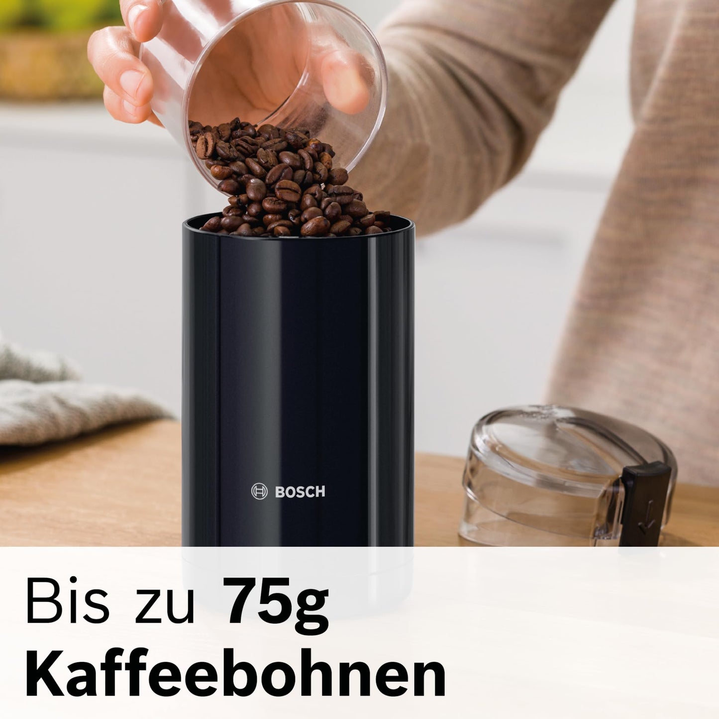 Bosch Electric Coffee Grinder (TSM6A013B): Stainless steel chopping blade, 180W, 75g bean container