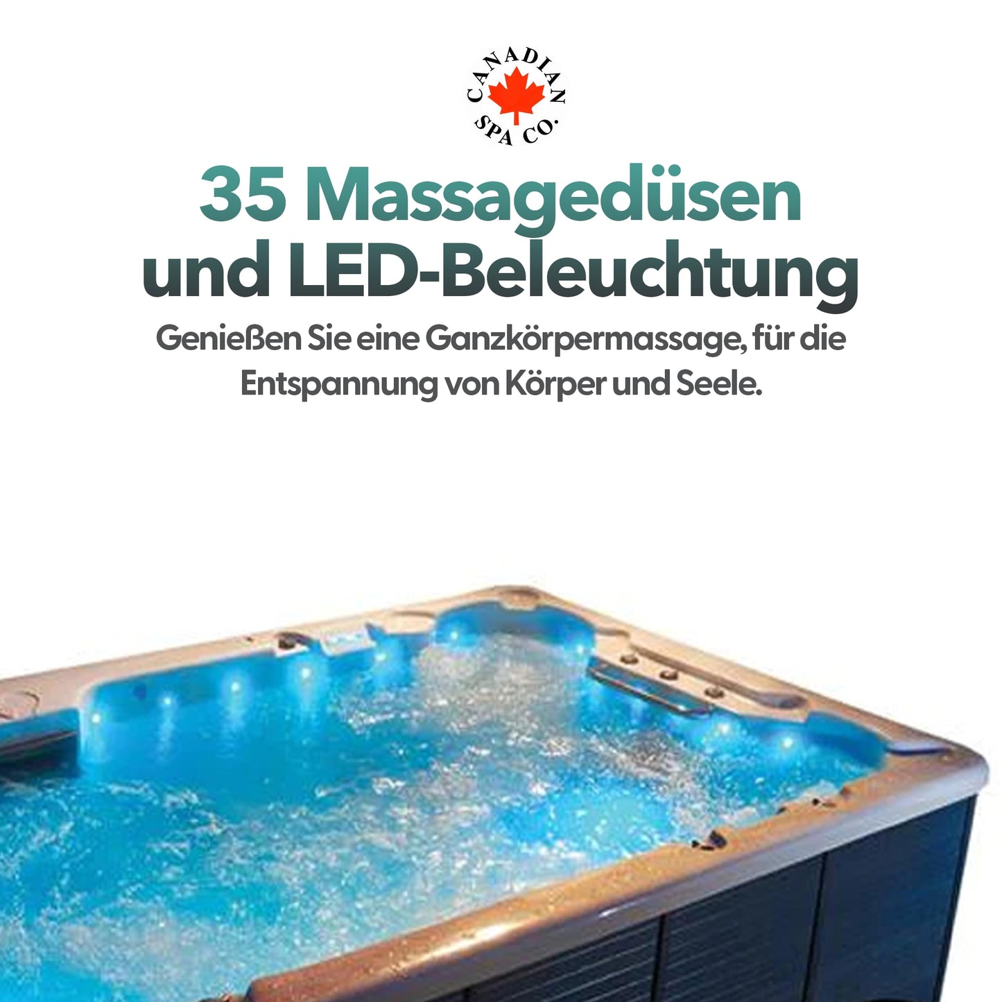 CANADIAN SPA CO. 'Winnipeg' UV Hot Tub Whirlpool für 6 Personen: 35-Massagedüsen, LED, Aromatherapie, Bluetooth