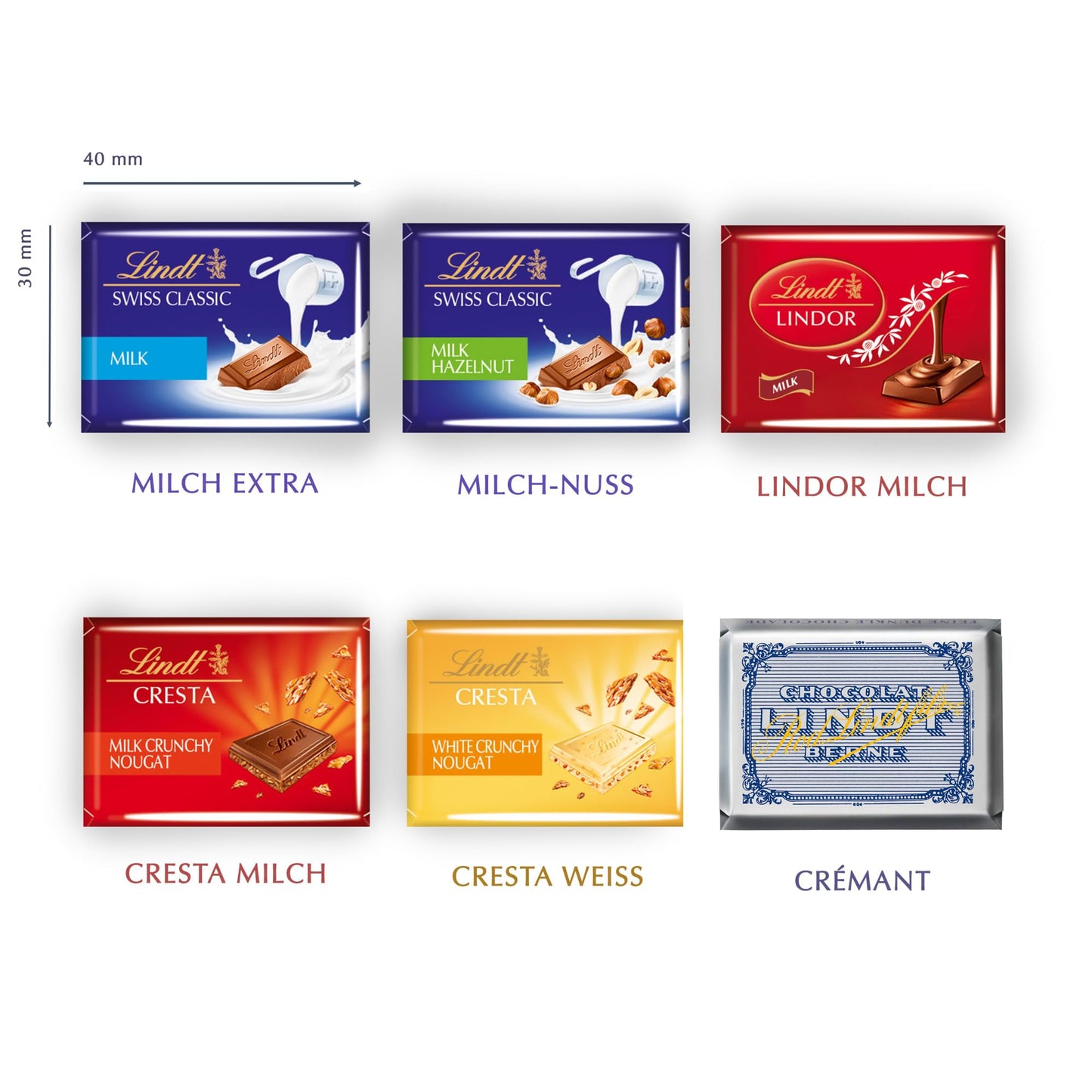 Lindt Schokolade Swiss Napolitains (1 kg): Vollmilchschokoladen Mini Tafeln