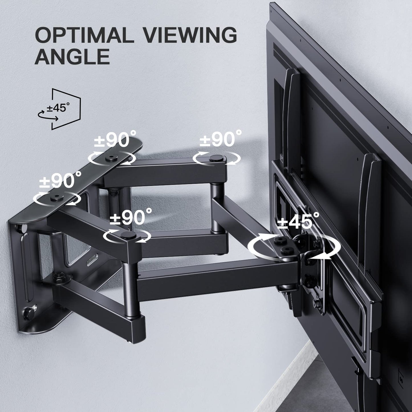 PERLESMITH TV-Wandhalterung | Schwenkbar für 26-65 Zoll (Flach & Curved bis zu 45kg)
