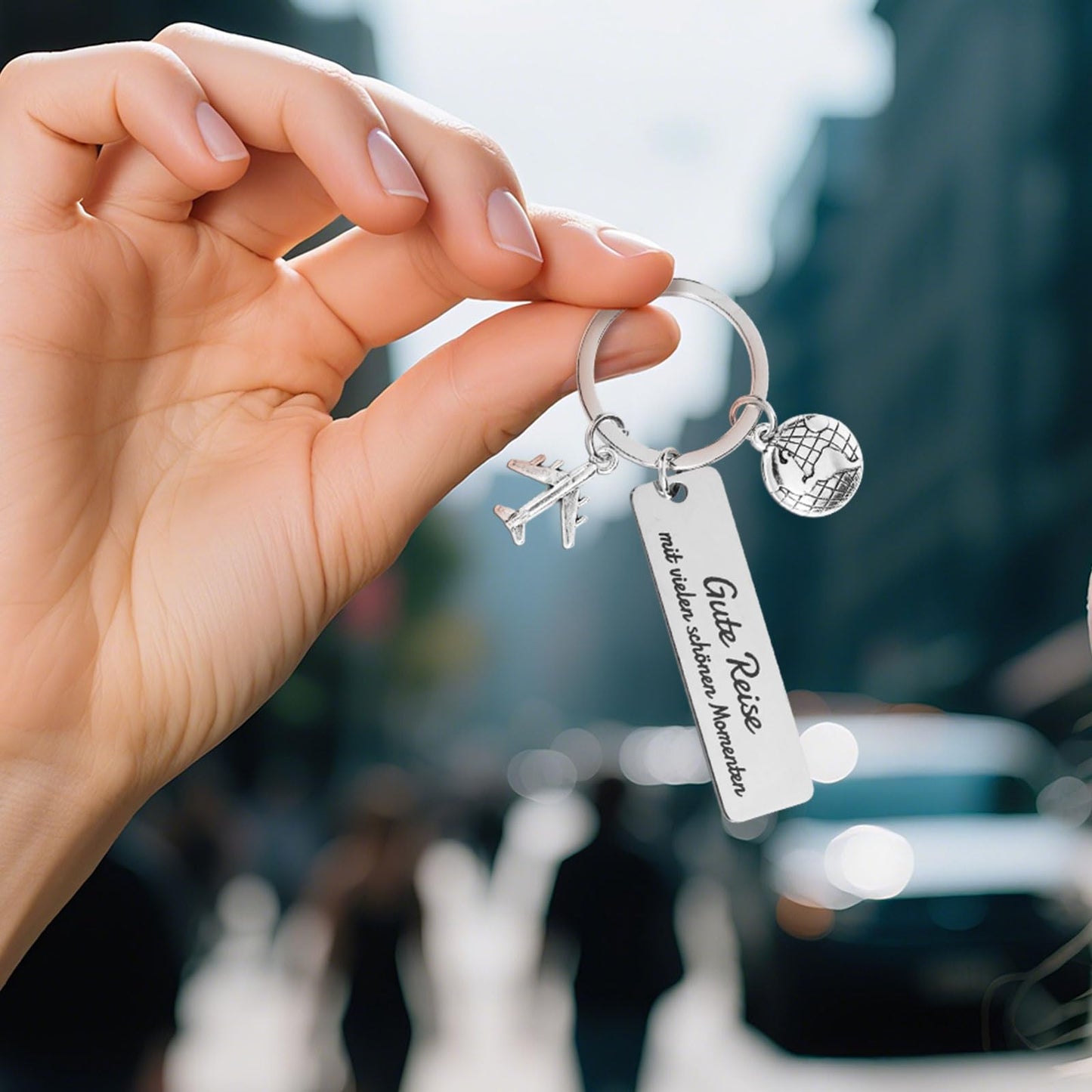 Schlüsselanhänger-Geschenk 'Gute Reise mit vielen schönen Momenten' für Reisende