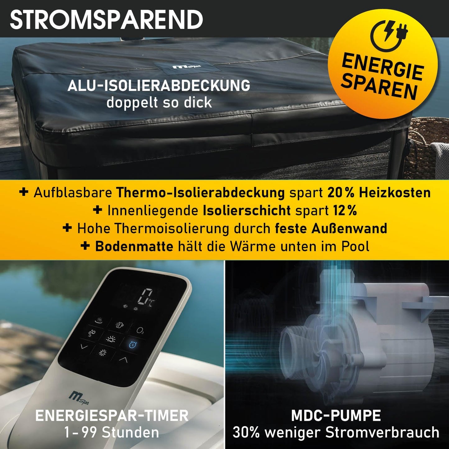 BRAST® Whirlpool MSpa Oslo Plus XXL with fixed outer wall & LED lighting