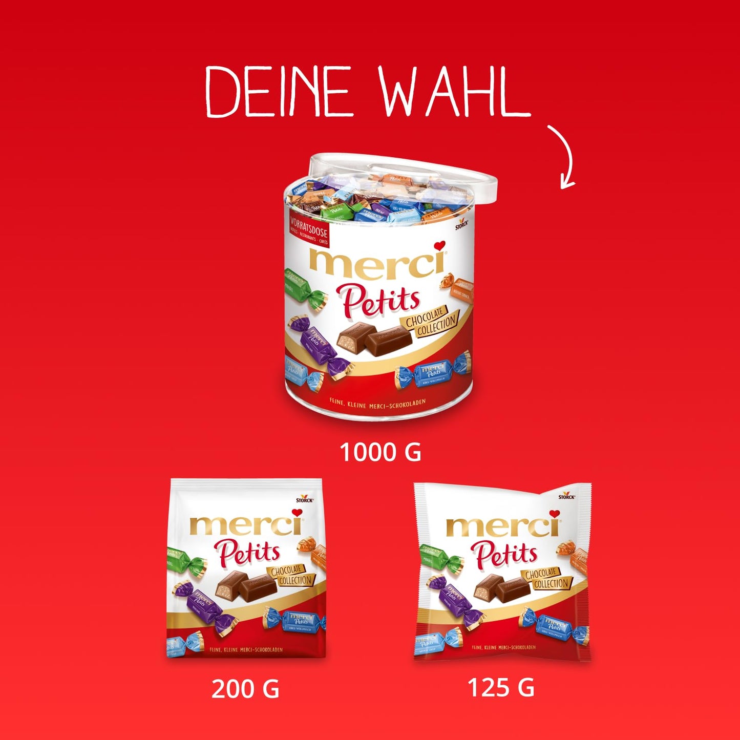 merci Petits Chocolate Collection (1kg): Mix aus Schokoladen-Spezialitäten in praktischer Runddose
