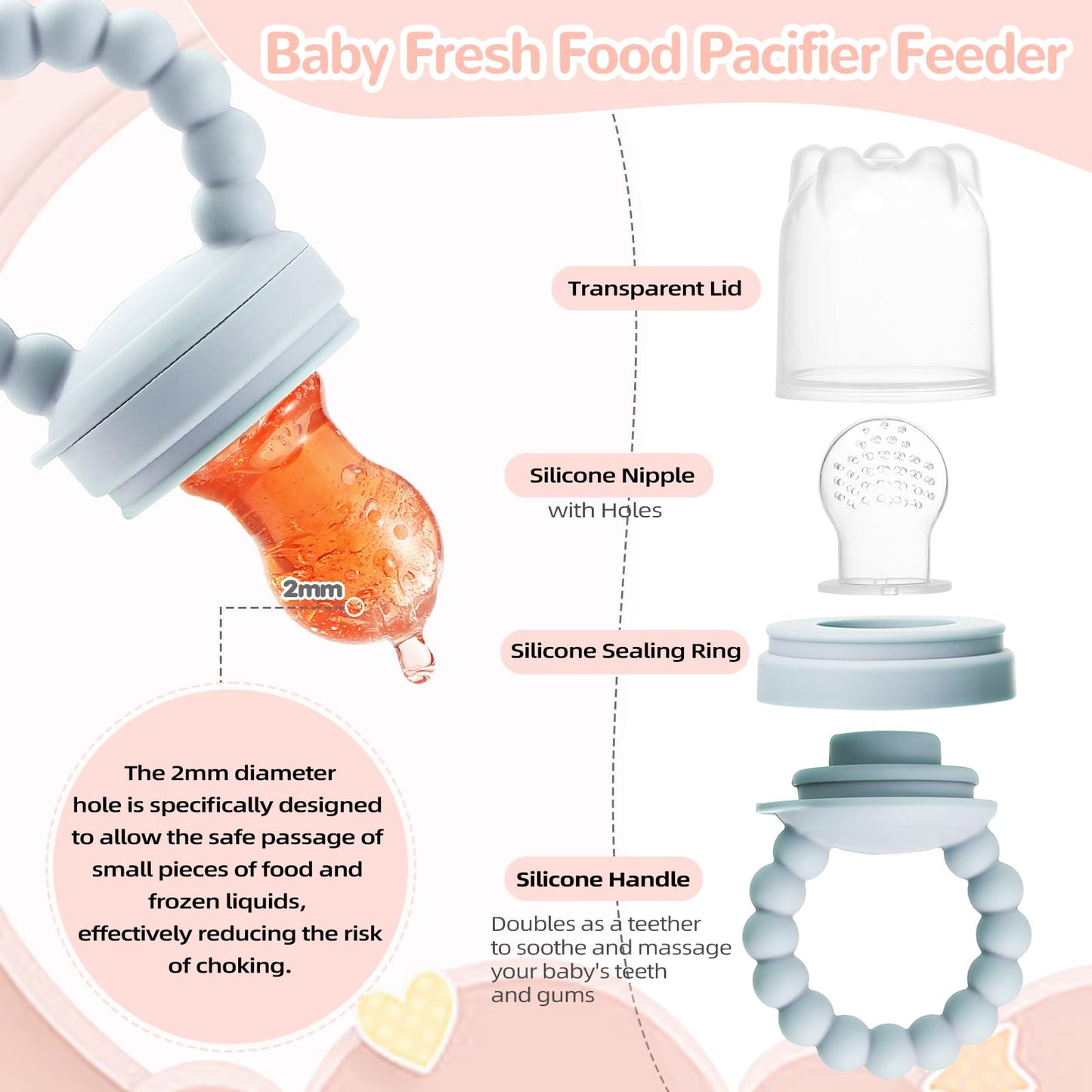 WEST STORY Baby Fruchtsauger, Beißspielzeug (5x Silikon Sauger in 3 Größen)