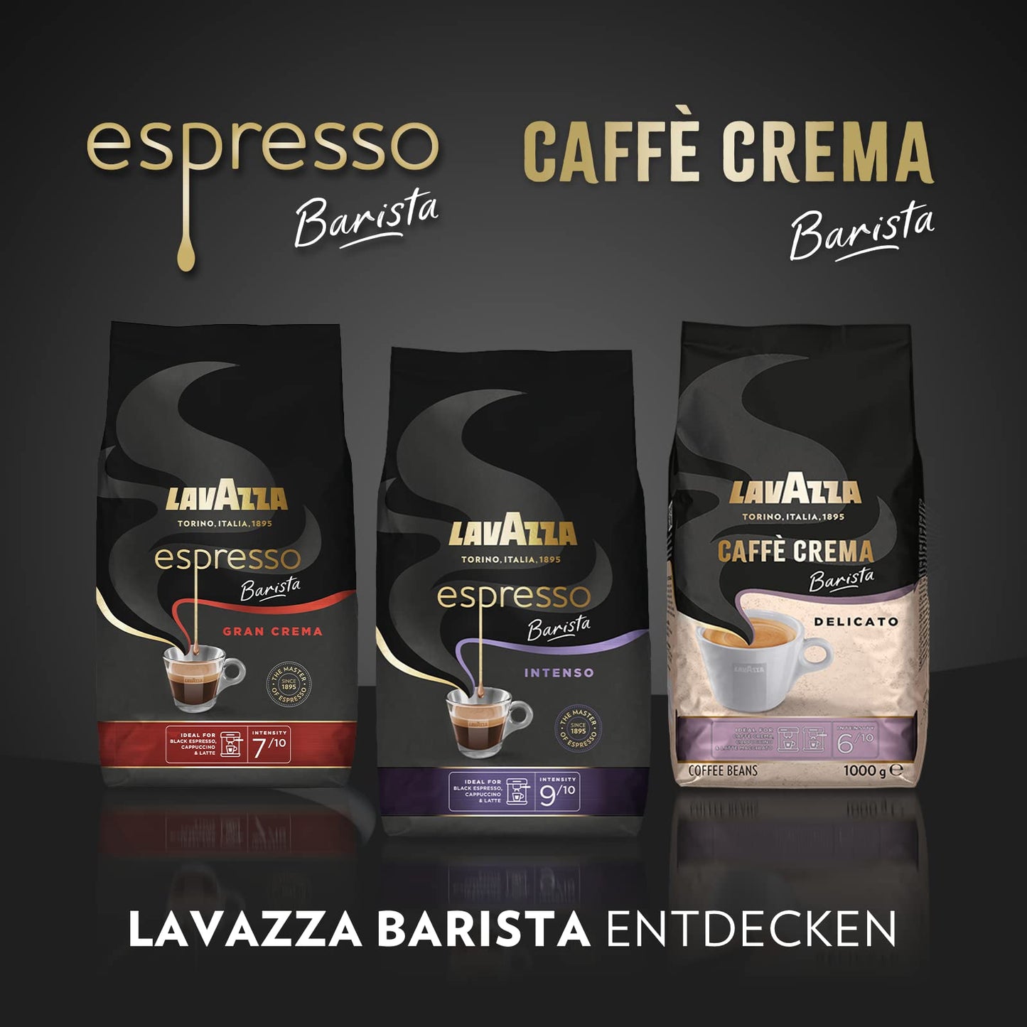 LAVAZZA Espresso Barista Intenso (1kg): Arabica & Robusta Kaffeebohnen mit Kakao- und Holzaromen | Intensität 9/10