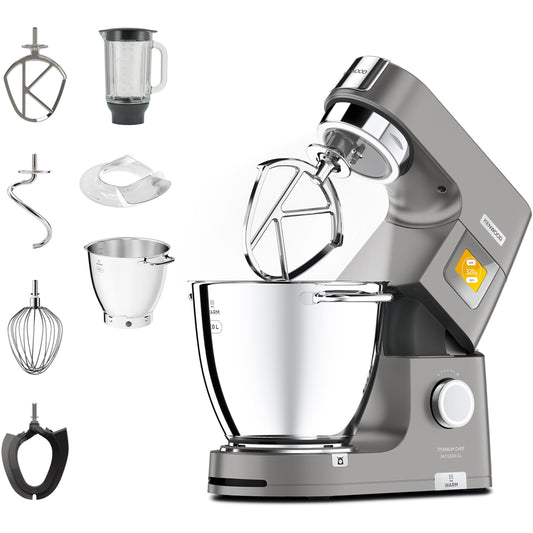 Kenwood Titanium Chef Patissier XL KWL90.034SI (1400 Watt) | Küchenmaschine mit integrierter Waage & Wärmefunktion,
