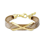 s.Oliver Edelstahl Damen-Armband (teilvergoldet) mit Leder - 19cm