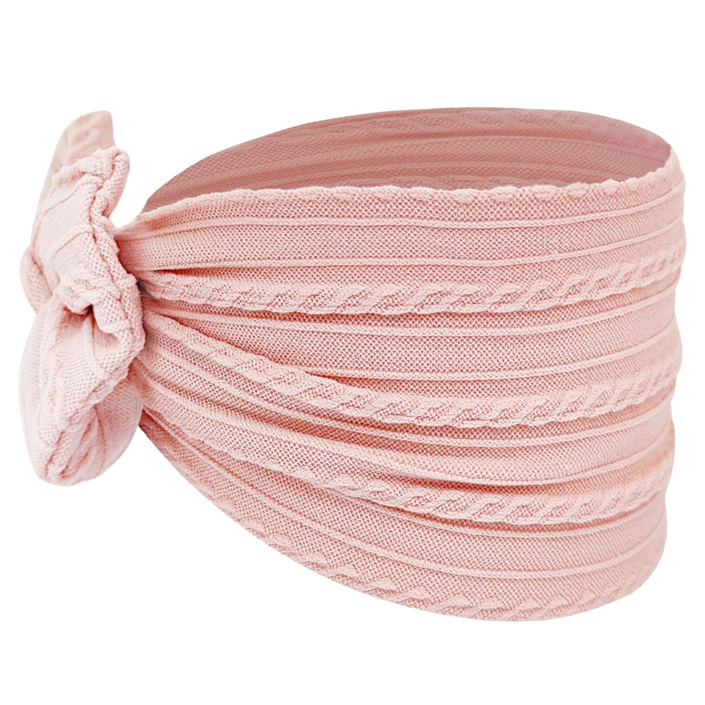 Baby Mädchen Turban Elastische Stirnband-Schleife (2er-Set in Rosa und Weiß)