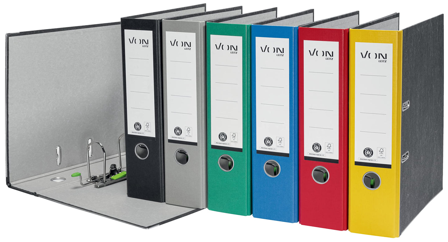VON Leitz A4 lever arch files (10-pack): 100% recycled paper, FSC-certified for school, home