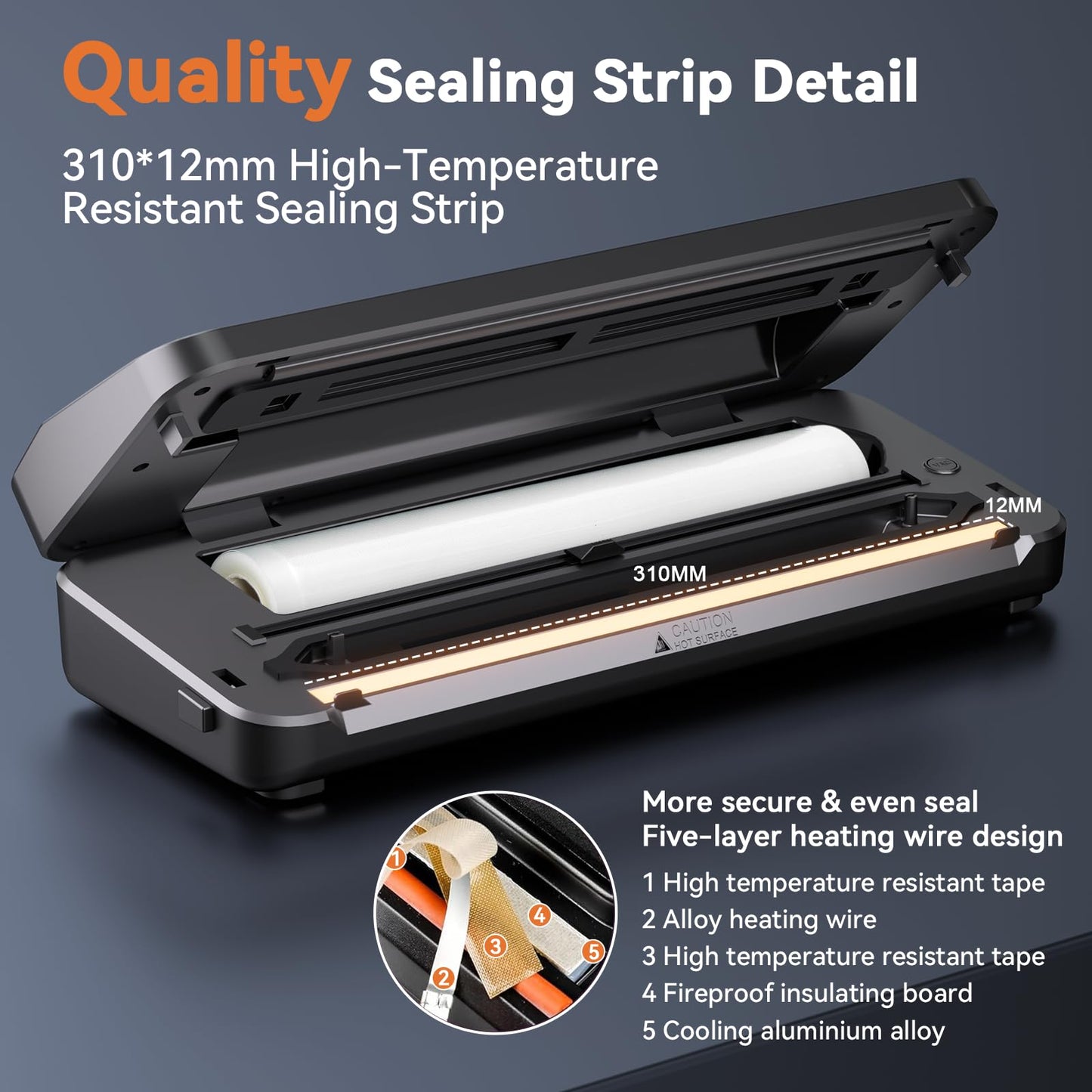8-in-1 Vacuum Sealer 80 KPA | Food Dry/Moist Mode with Built-in Cutter, Digital Countdown