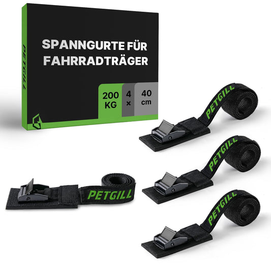 4x Spanngurte mit Polsterung für alle Fahrradträger (40x20mm): 200kg Belastbarkeit für Dachträger