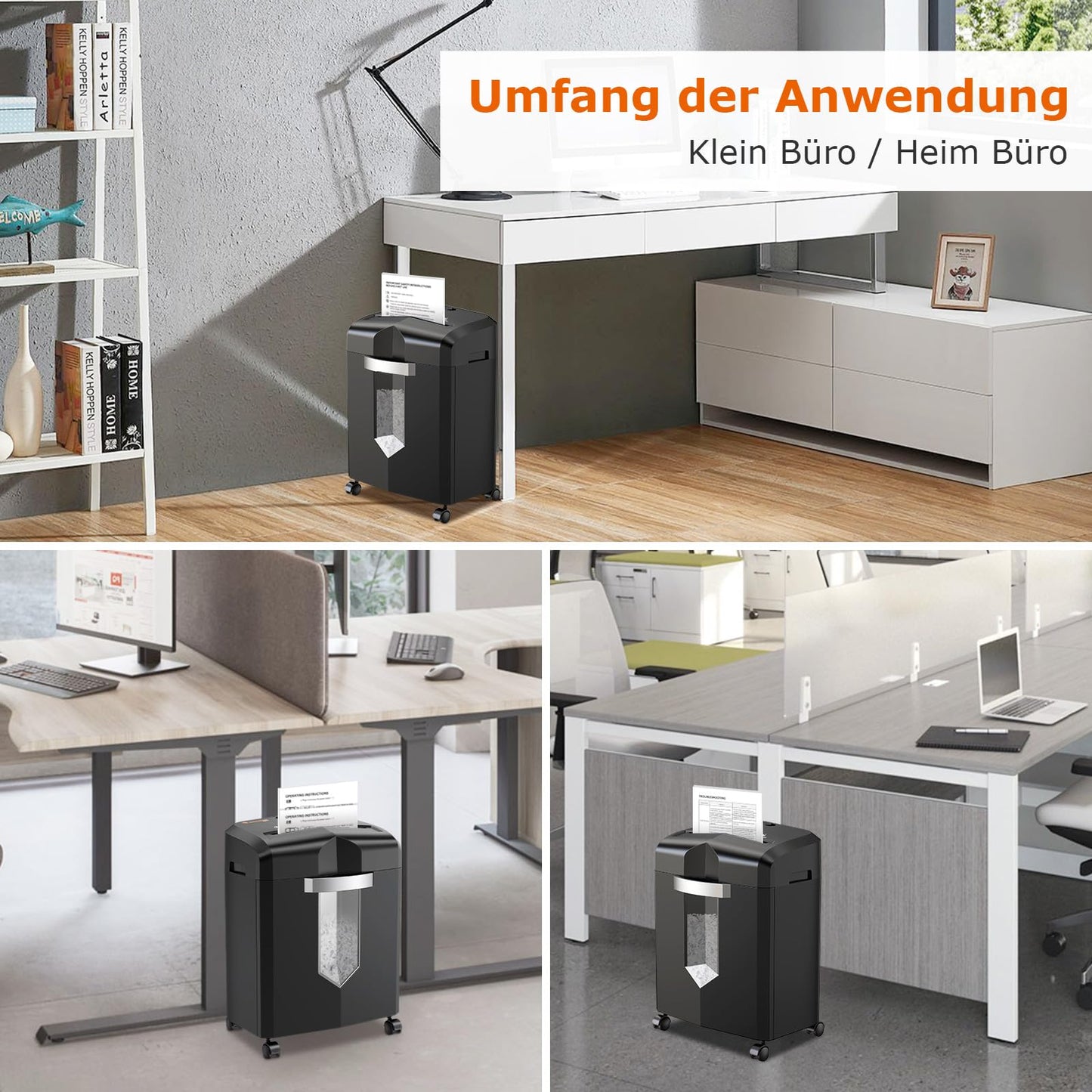 Bonsaii 12-Blatt Partikelschnitt Aktenvernichter, läuft 60 Minuten lang, Hochleistungs schredder aktenvernichter für Home Office, P4 Mikroschnitt papierschredder mit 4 Rollen & 16L Behälter(C266-B)